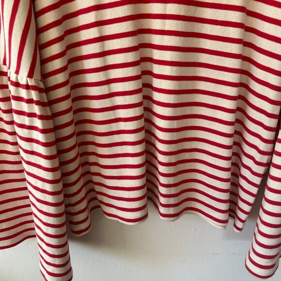 J.Crew Striped Sweater Womens XL Red White Flare Sleeves Boatneck Holiday - Picture 4 of 10